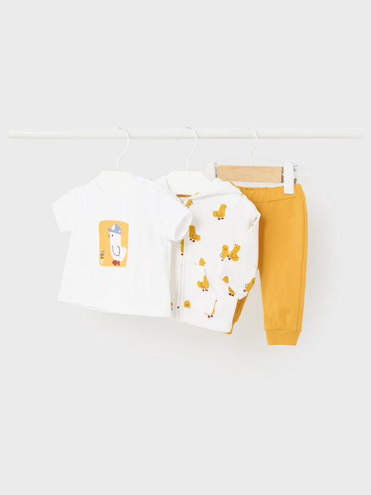 Mayoral Kids Sweatpants Set Yellow 3pcs