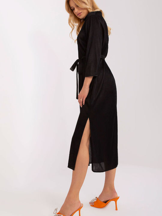 Lakerta Mini Dress with Slit Black