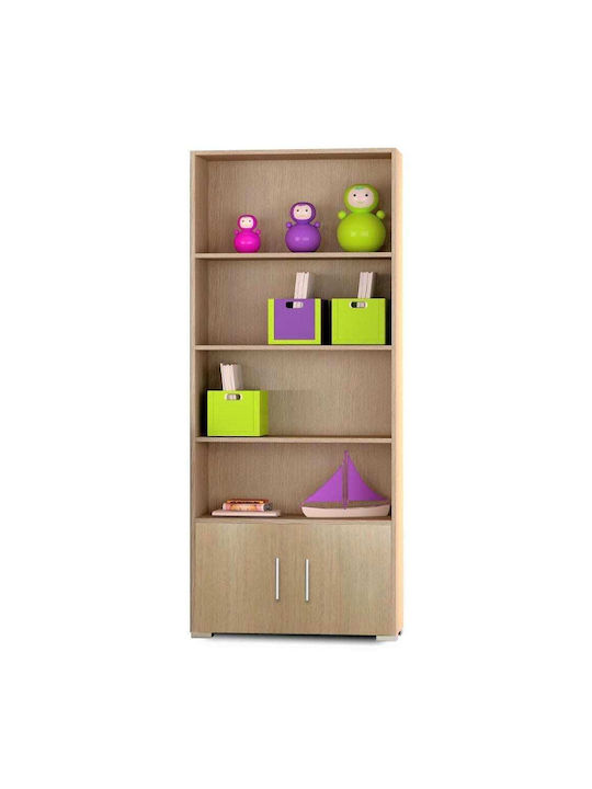 Kids Wooden Bookcase Brown 75x30x180cm