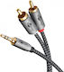 Goobay Καλώδιο Ήχου 3.5mm male - 2x RCA male Γκρι 1m 65285