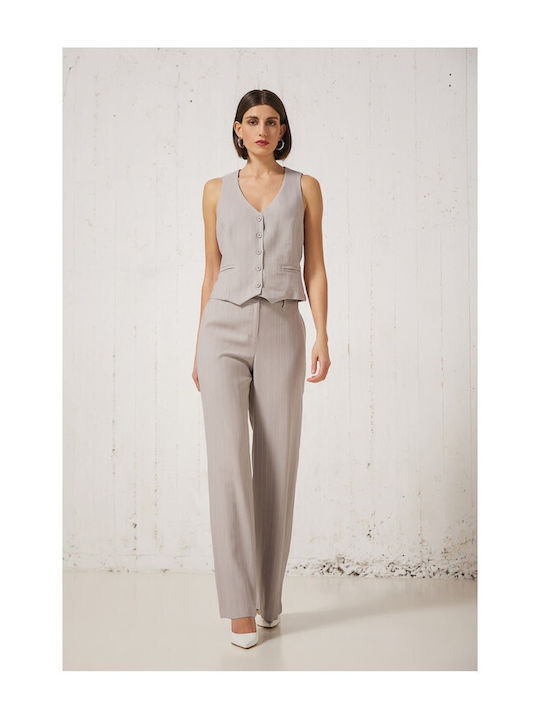 Enzzo Women's Fabric Trousers Gray