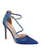 Satin Pumps mit Riemen Blau