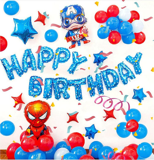 Σετ baloane aranjament Χρόνια πολλά Spiderman si Captain America