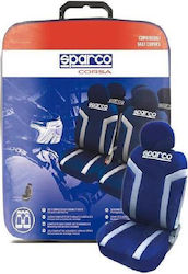 "Sparco Linea S" Universal Fabric Car Seat Covers Set Front / Rear 11 Pieces Blue / White "Sparco Linea S" Universal Fabric Car Seat Covers Set Front / Rear 11 Pieces Blue / White