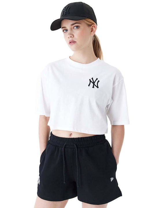 New Era Damen Crop T-Shirt Weiß