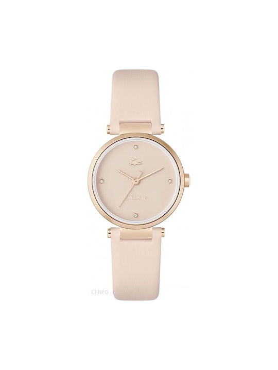 Lacoste Ladies Watch with Pink Gold Leather Strap