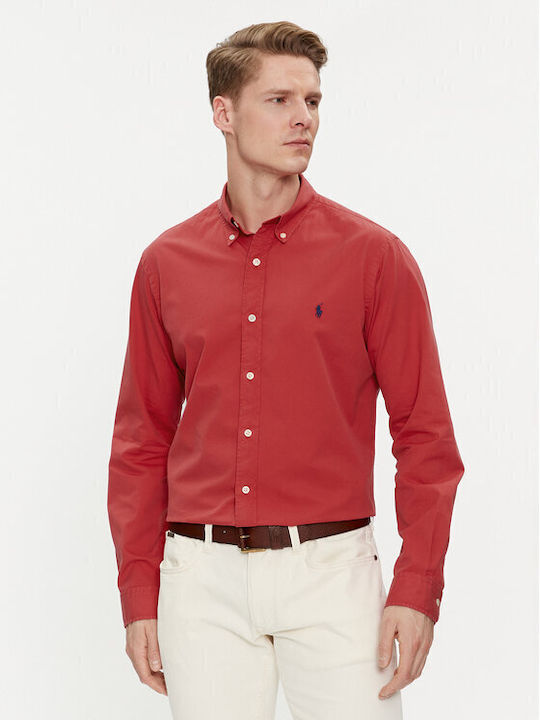 Ralph Lauren Men's Shirt Long Sleeve Red