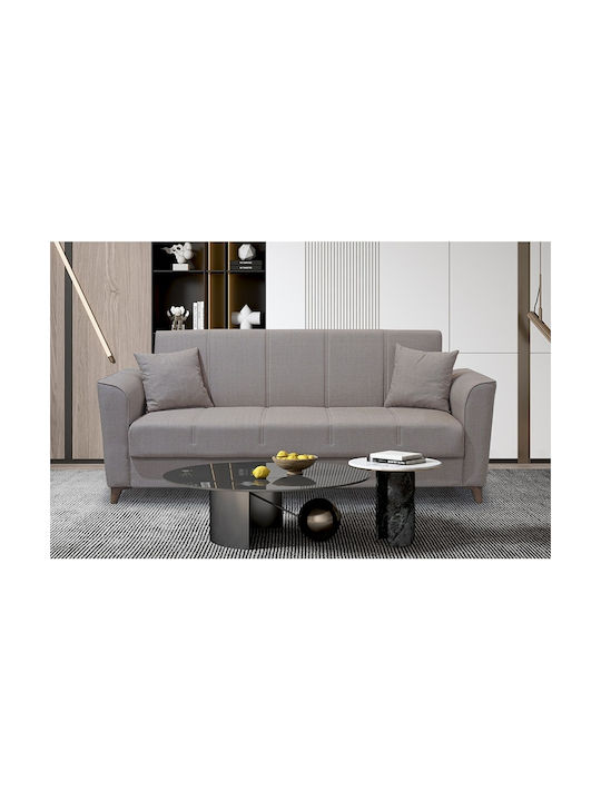 Silia Three-Seater Fabric Sofa Bed with Storage Space Light Brown 210x80cm
