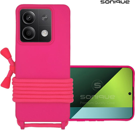 Sonique Umschlag Rückseite Silikon 0.5mm mit Band Fuchsie (Redmi Note 13 5G -> Redmi Note 13 5G)