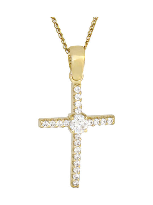 Damen Gold Kreuz 14K mit Kette