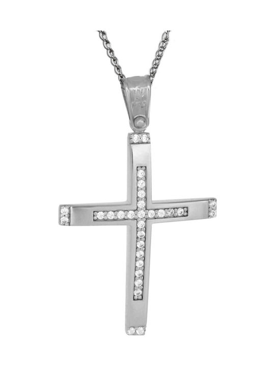 Damen Weißgold Kreuz 14K mit Kette