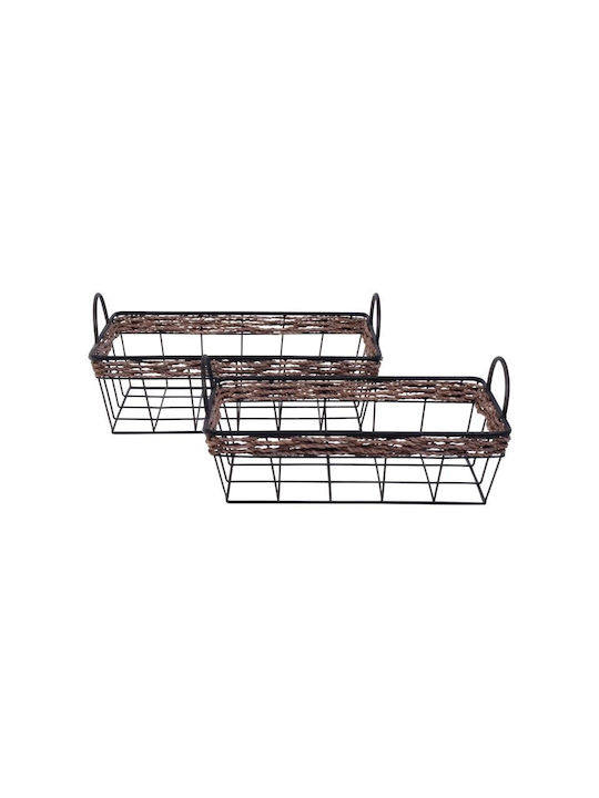 Decorative Basket Metallic with Handles Black 42x28x18.5cm Fylliana