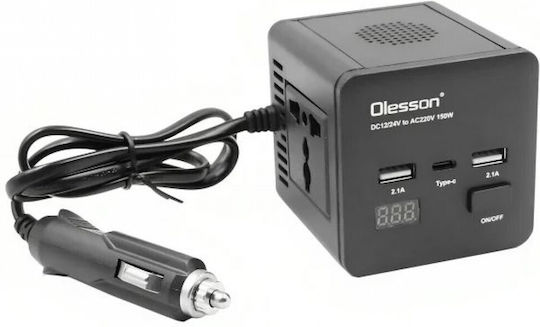 Inverter Αυτοκινήτου 150W για Μετατροπή 12V DC σε 220V AC με 2xUSB