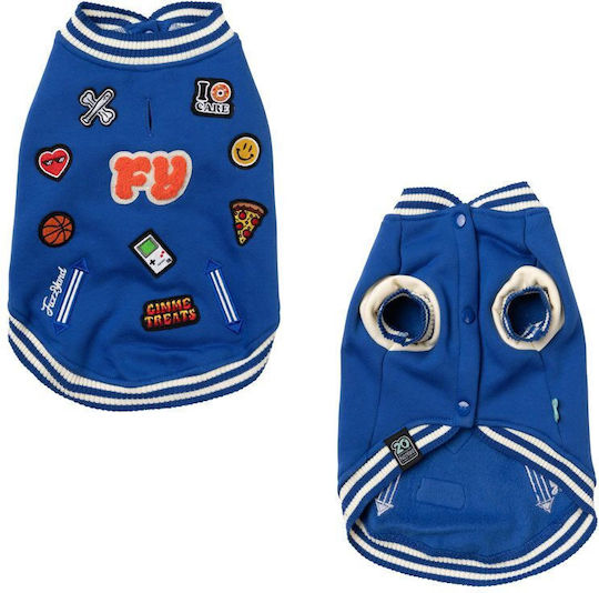 Fuzzyard Letterman Blue Dog Coat with 47cm Back Length