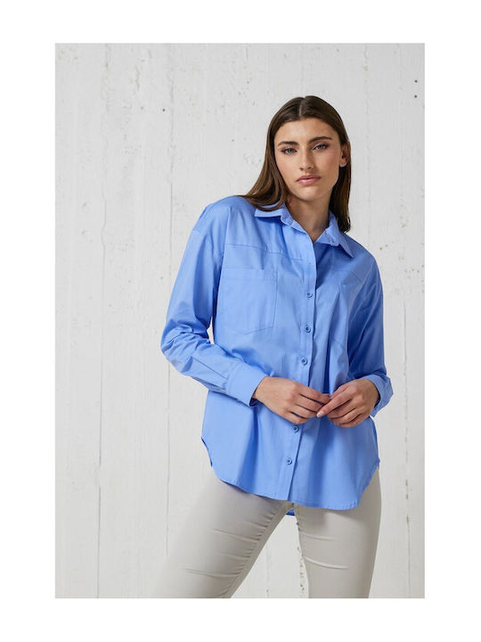 Enzzo Women's Long Sleeve Shirt Light Blue