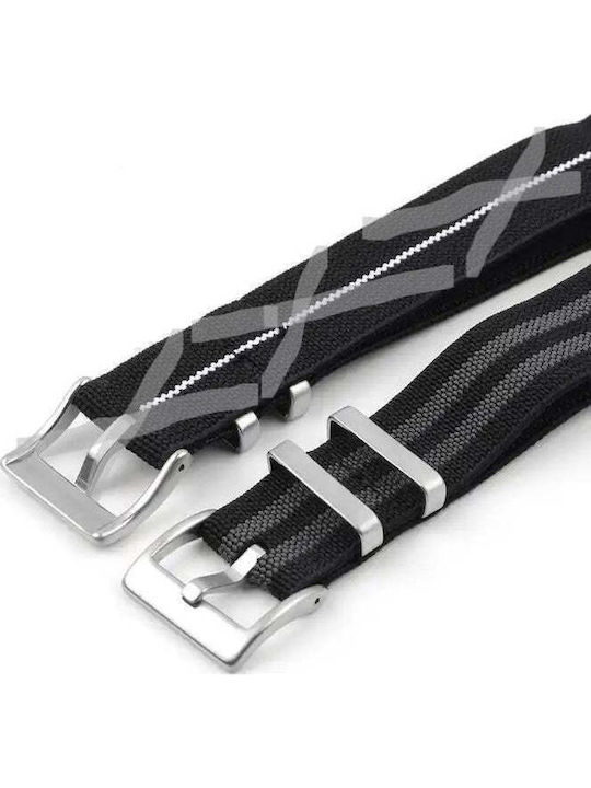 Curea Elastică Nato Negru Gri 18mm cu Cataramă