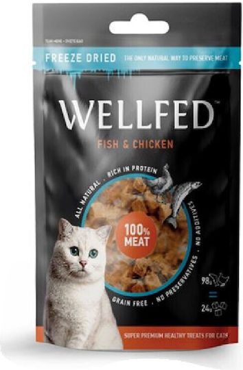 Wellfed Katzenleckerlis mit Fisch / Huhn für Erwachsene Katzen 24gr