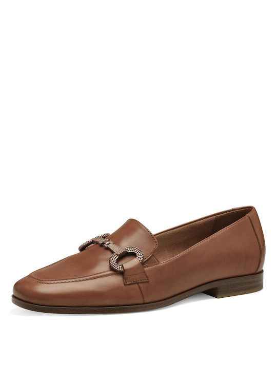 Tamaris Leather Women's Loafers in Tabac Brown Color