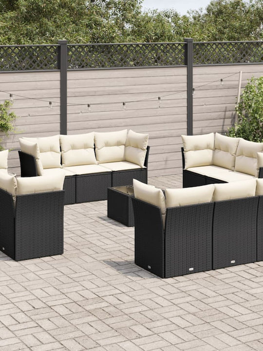 Set Cameră De Zi Pentru Exterior 13 Piese Negru...