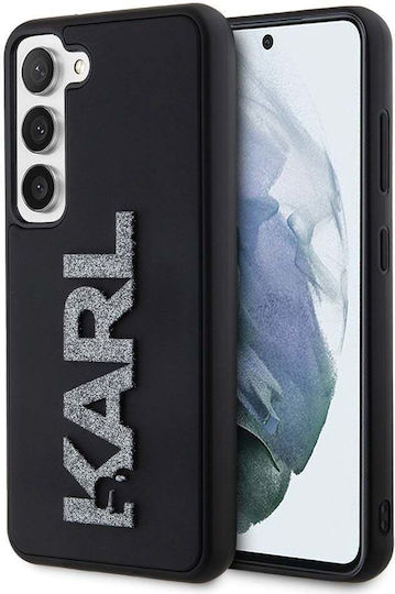 Karl Lagerfeld 3d Rubber Glitter Logo Back Cover Plastic / Silicon Negru (Galaxy S23)