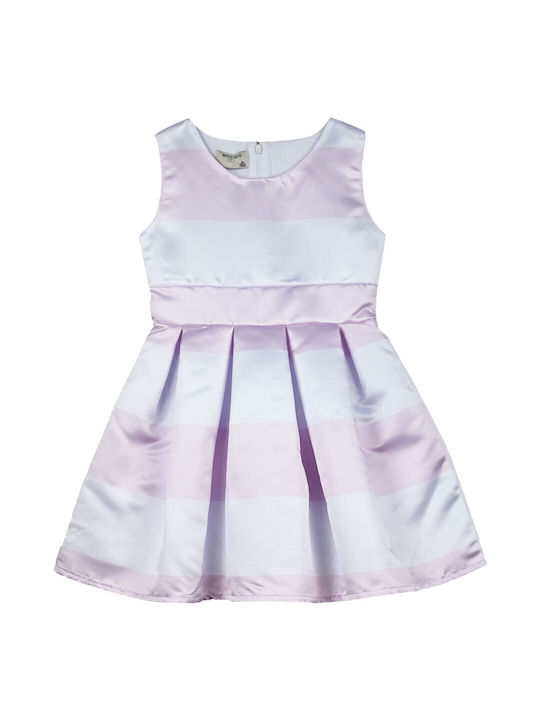 Boutique Kids Dress Satin Striped Sleeveless Light Pink