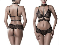 Grey Velvet Sexy Dessous-Set Schwarz 3 Stück