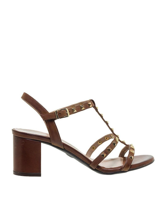 Mourtzi Leather Women's Sandals Tabac Brown wit...