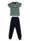 Joyce Kids Set with Shorts Summer 2pcs olive oil