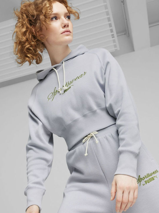 Puma Classics+ Women's Hooded Sweatshirt Gray