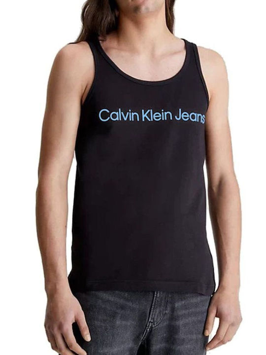 Calvin Klein Institutional Logo Women's Summer Blouse Cotton Sleeveless Black