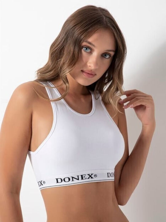 Donex Γυναικείο Αθλητικό Μπουστάκι Λευκο με Ελαφριά Ενίσχυση