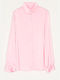 Cuca Women's Satin Long Sleeve Shirt Pink