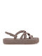 Flache Sandalen für Damen Flatforms in Braun Farbe