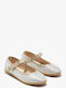 Kids Leather Ballerinas with Hoop & Loop Closure Gold