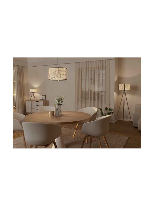 Eglo Wooden Table Lamp for E27 LED with Brown Shade and Base
