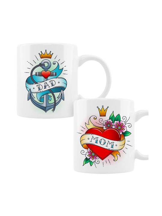 VOUR Mom & Dad Tattoo Hearts Mug Ceramic Multicolored 330ml