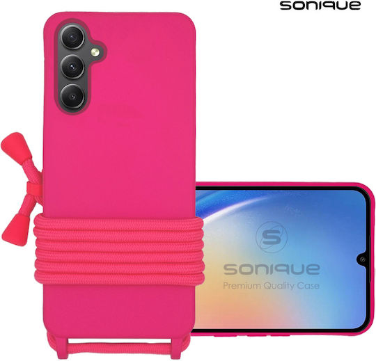 Sonique Galaxy Back Cover Silicone 0.5mm with Strap Fuchsia (Samsung Galaxy A35 5G)