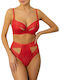 Chicret Essentials Lace Underwear Set with Bra & High Waisted Slip Red