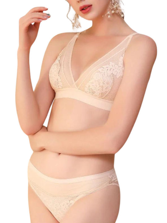 Chicret Essentials Σετ Εσωρούχων Bralette με Slip Μπεζ