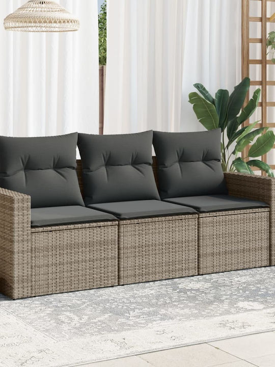 vidaXL Tree-Seater Outdoor Sofa Rattan with Cus...