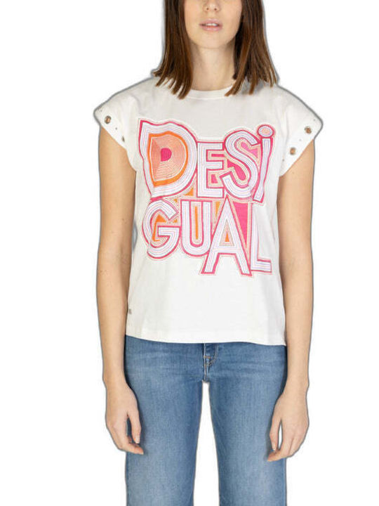 Desigual Γυναικείο T-shirt Λευκό