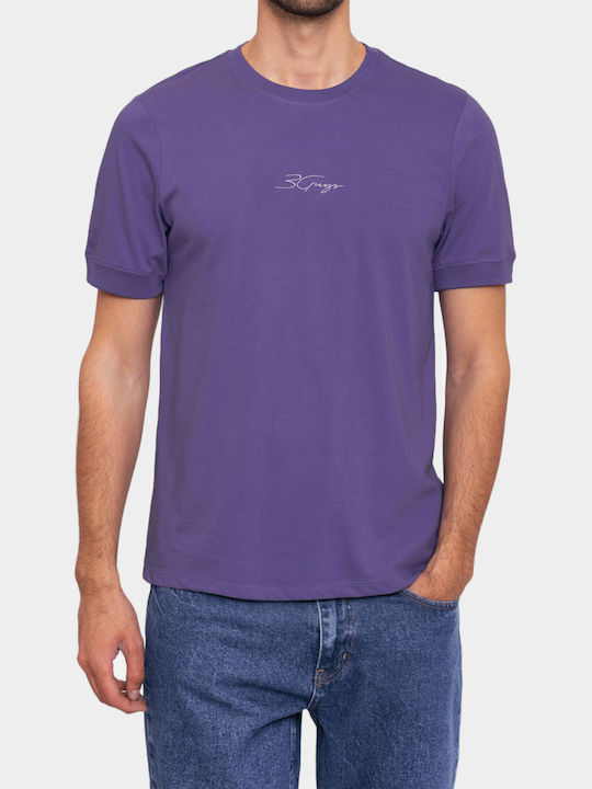 3Guys T-shirt Bărbătesc cu Mânecă Scurtă Violet