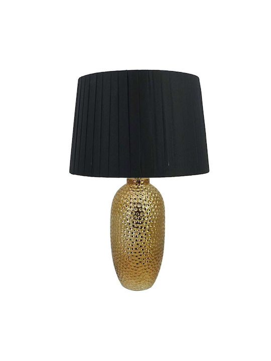 Marhome Keramik Tischlampe mit Schwarz Schirm und Bronze Basis