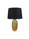 Marhome Keramik Tischlampe mit Schwarz Schirm und Bronze Basis