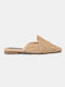 Bozikis Flat Leather Mules Beige