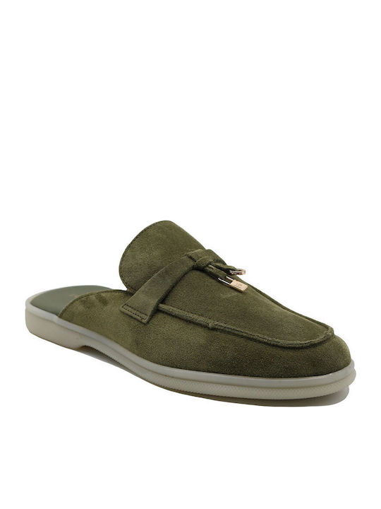 Komis & Komis Flat Suede Mules σε Πράσινο Χρώμα