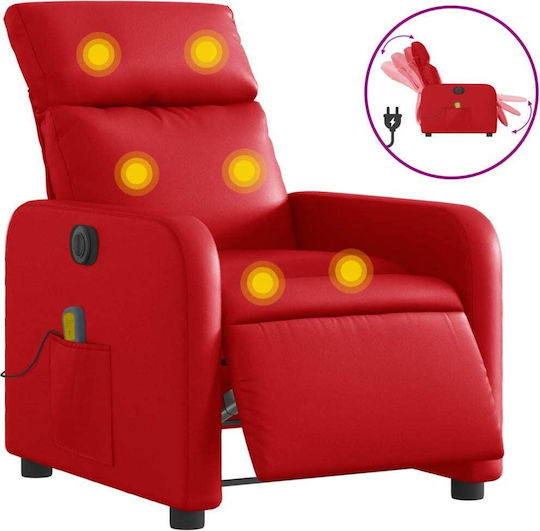 Relaxsessel Friseurwaschbecken mit Fußhocker aus Kunstleder Rot 66x89.5x95.5cm