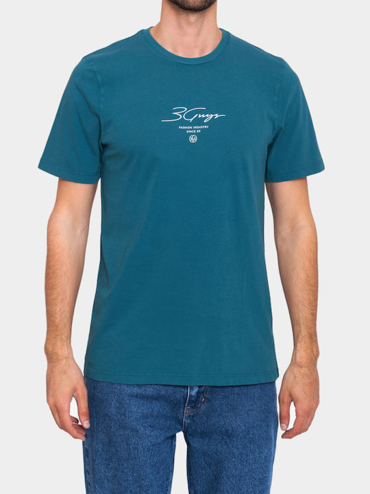3Guys Ανδρικό T-shirt Κοντομάνικο Πετρόλ