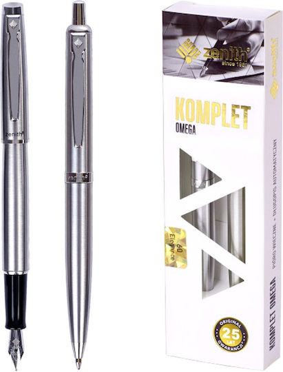 Zenith Σετ Στυλό Ballpoint με Πένα από Ατσάλι Γκρι