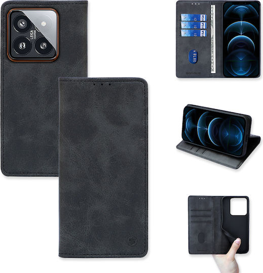 Sonique Vintage Magnet Wallet Δερματίνης / Πλαστικό / Σιλικόνης Μαύρο (Xiaomi 14 Pro)
